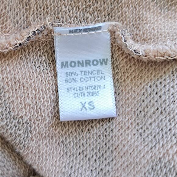 MONROW Camo Print Slouchy Sweatshirt Extra Small XS Tan Brown Black - Picture 7 of 8